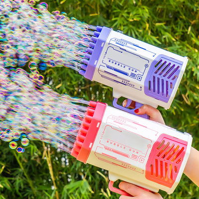 69-Hole Bubble Gun Rocket with Lights - Automatic Bubble Blower for Kids
